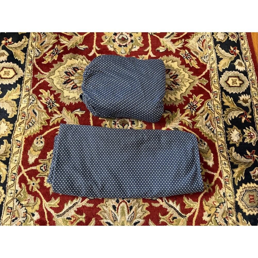 Raymond Waites KING Flat & Fitted Sheet 100% Organic Cotton Navy Blue Geometric